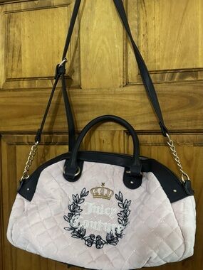 Juicy Couture Pale Pink Quilted Satchel with Black Trim